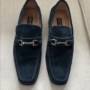 Stacy Adams Blue Suede Loafers with Silver Horsebit